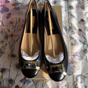 Michael Kors Collection Black Flats with Gold Buckle